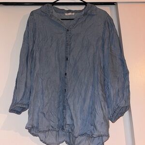 Soft Denim Button Down Blouse